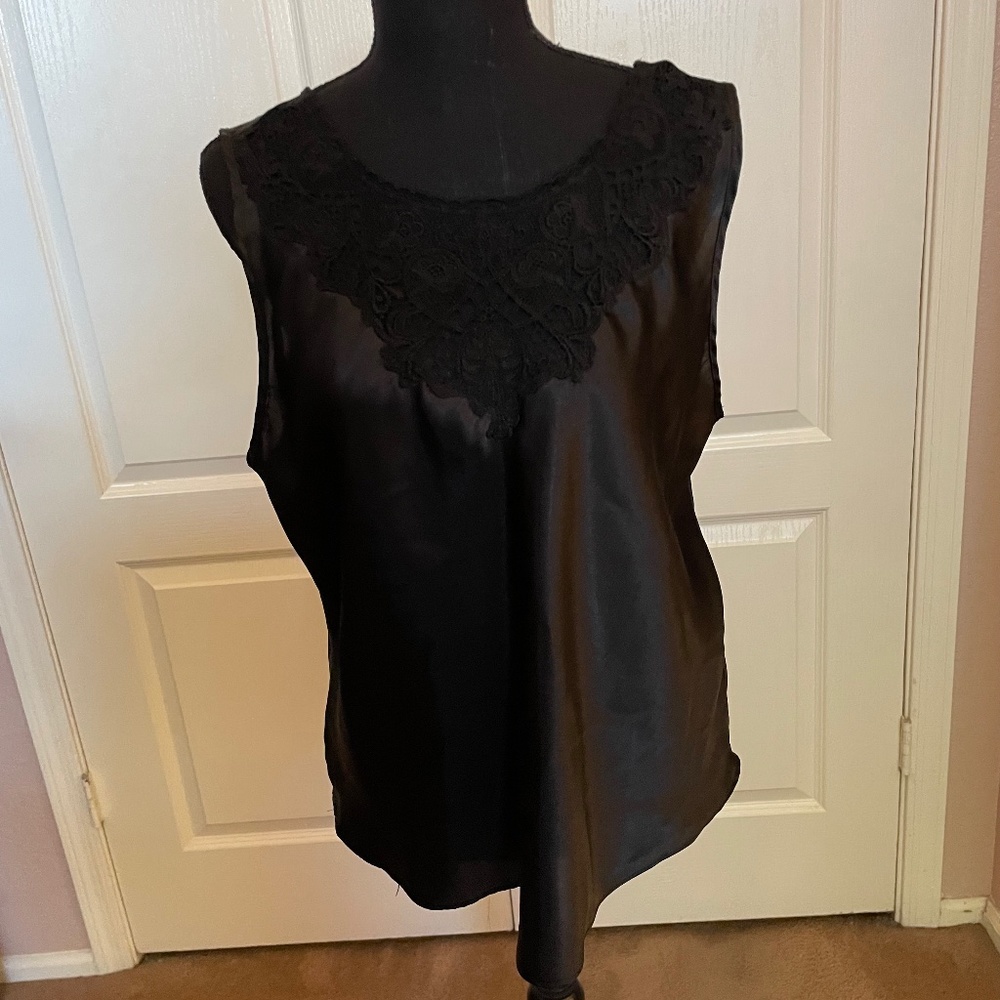 Black camisole with lace inset in front